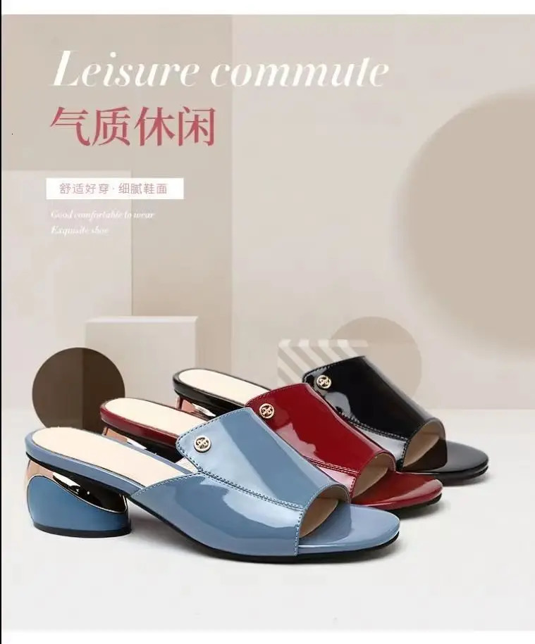 Plus Size Summer Fashion Sandals Women Mules High Heels Slippers Sandals Sexy Square Open-toed Heel High Shoes 250107