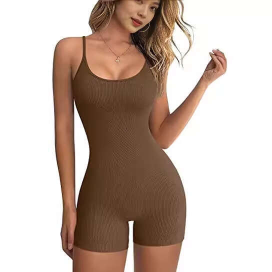 European And American Foreign Trade Women's Summer Sexy Suspender Tight Jumpsuit Shorts