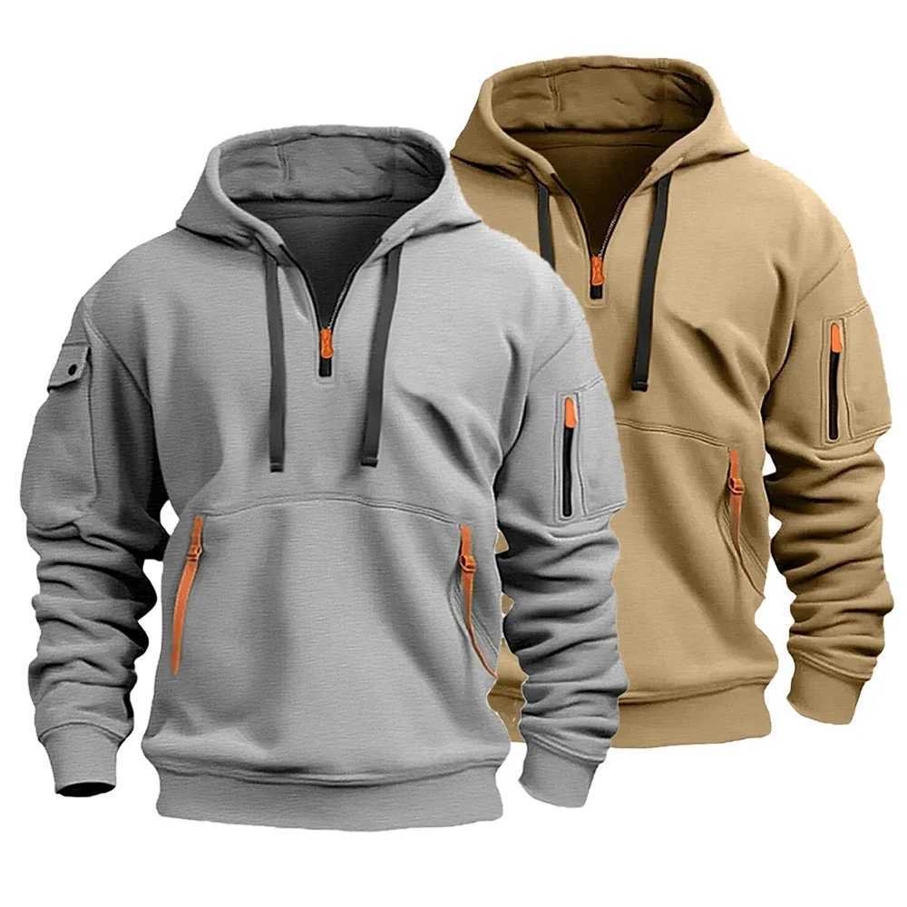 2024 new autumn and winter hoodie mens straight shoulder hooded sweatshirt mens plus size loose zipper mens sweatshirt W250108