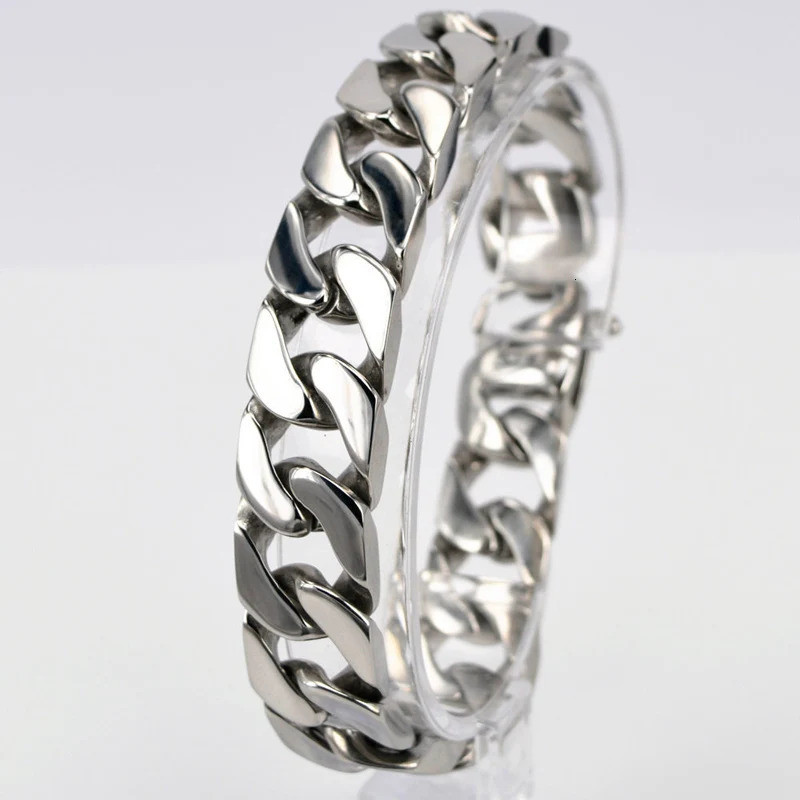 Fashion Real Steel Men Bracelets Punk Bangle Pulseras High Polished Wristbands Classic Jewelry Brace lace 1.5cm 250107
