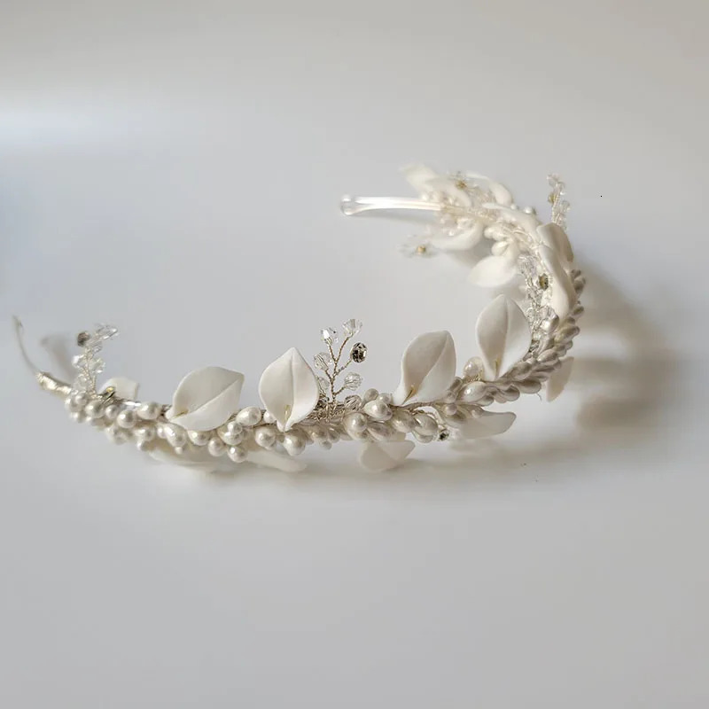 SLBRIDAL Handmade Ins Style Rhinestone Crystal Porcelain Flower Bridal Tiara Wedding Bridesmaids Crown Women Hair Jewelry 250107
