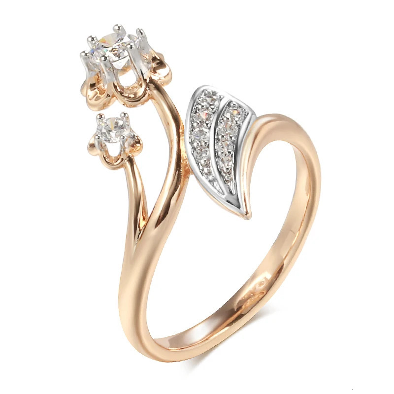 Kinel Fashion Micro-wax Inlay Natural Zircon Rings for Women 585 Rose Gold Crystal Flower Ring Fine Vintage Wedding Jewelry 250106
