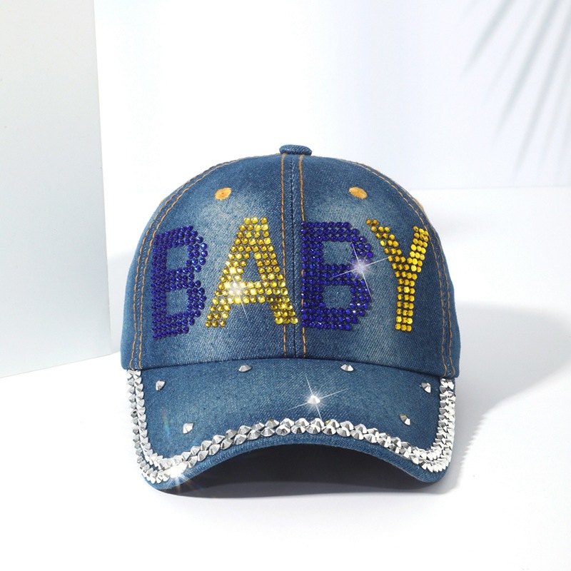 LOVE with diamonds baseball cap casual versatile inlaid diamond duck tongue cap letters decorated sunscreen cowboy sun hat wholesale