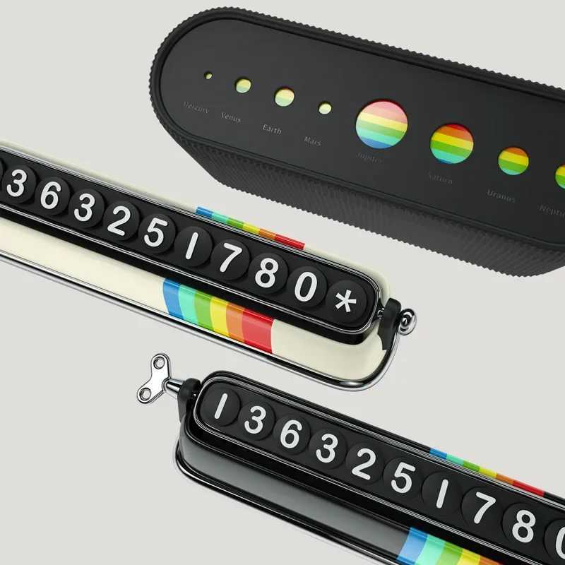 Interior Decorations Retro parking phone number dual number temporary card automatic parking sign mobile phone board car interior accessories H250108