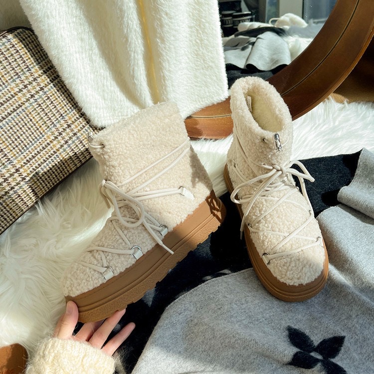 Cow Wool Suede Snow New Women Winter Shoes Warm Fur Comfortable Casual Ankle Boots Female Flats Platform Boot Girls 7504
