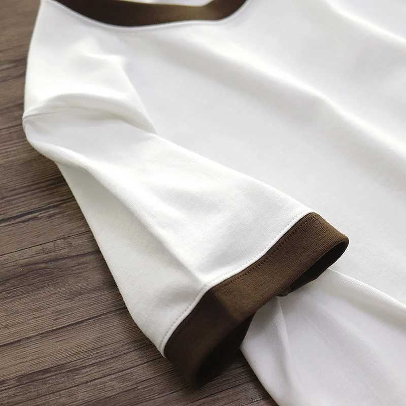 Summer mens T-shirt weight 260g high-quality cotton color contrast decal casual and simple student neutral couple T-shirt M250108