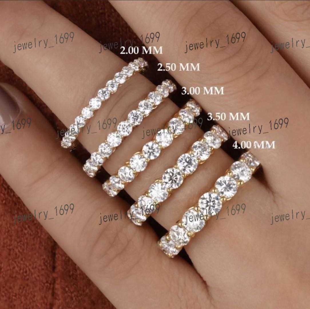 Wholesale price iced out VVS moissanite 925 sterling silver eternity band ring gold plated ring