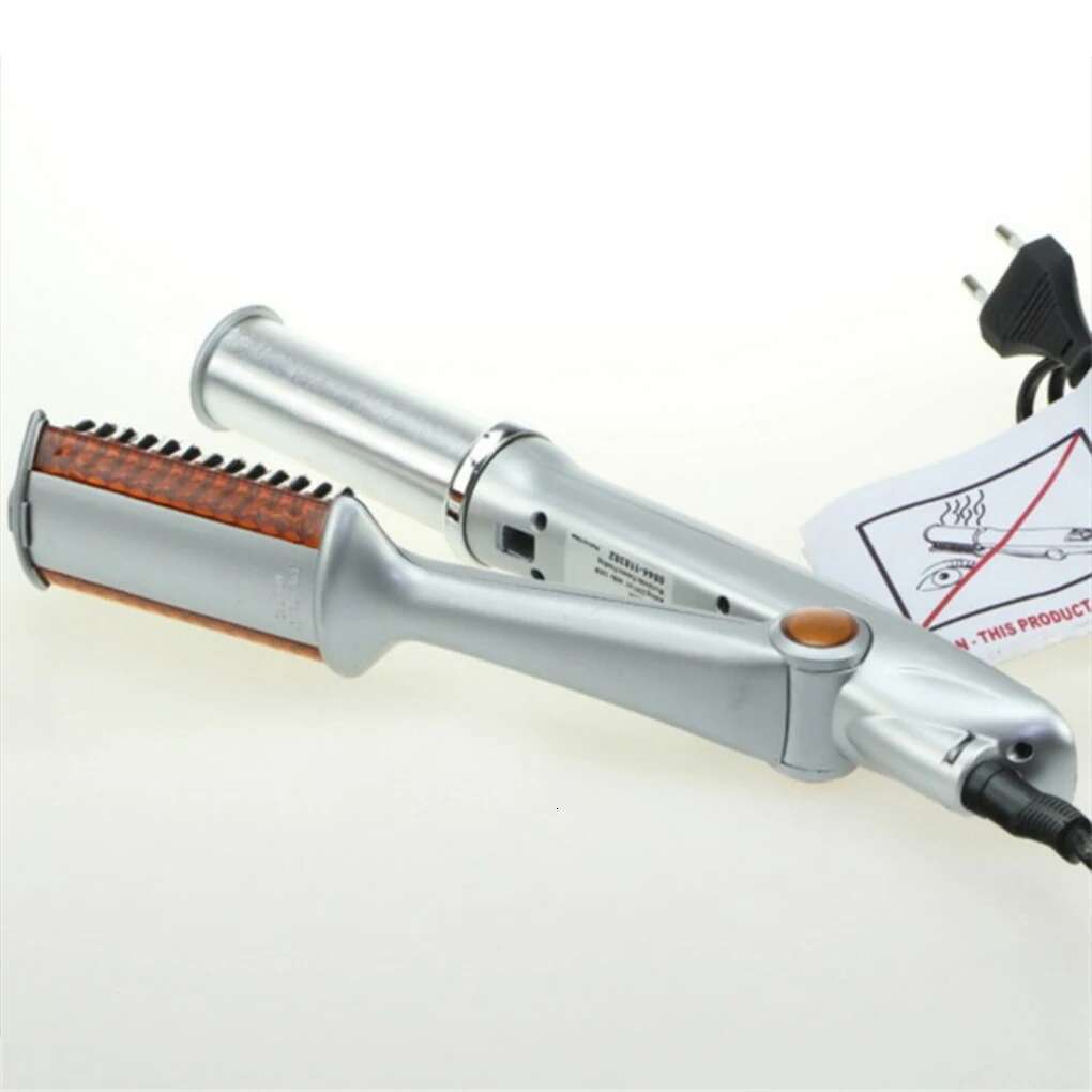 Curg Rotating 2 In 1 Curler Straightener Brush Smoothing Hair Iron Electric Hairbrush