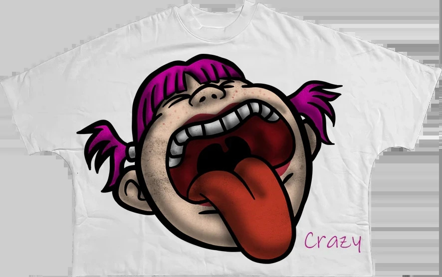 Y2K Drop Sleeve T Shirt Men Women Hip Hop Cartoon Figure Graphic Print Short Sleeves Harajuku Goth Cotton Oversized T Shirt 250107