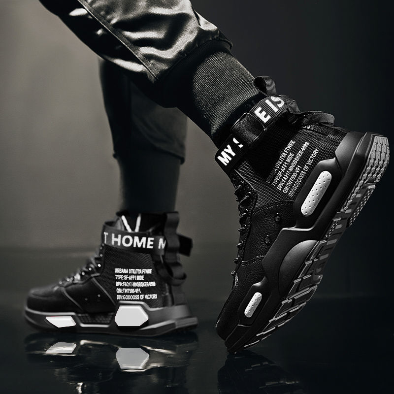 Mens High Top Fashion Leather Sneakers Trend Hot Sale Comfortable Man Casual Outdoor Non-slip Breathable Men Shoes 39-48 ddmythur