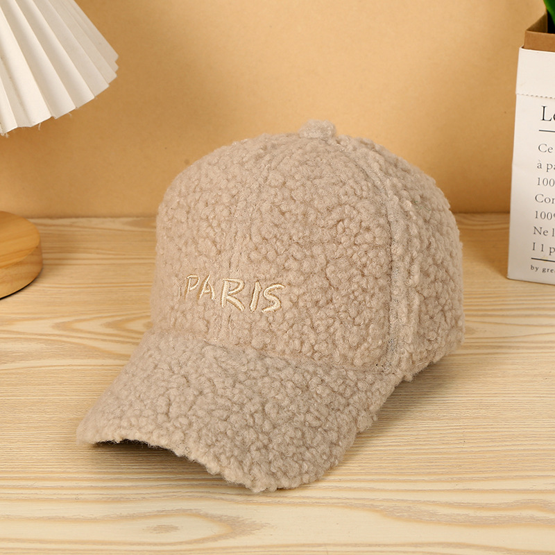 Winter hat female Japan and South Korea plush baseball cap fall and winter with duck tongue cap students cold warm bent brim hat men