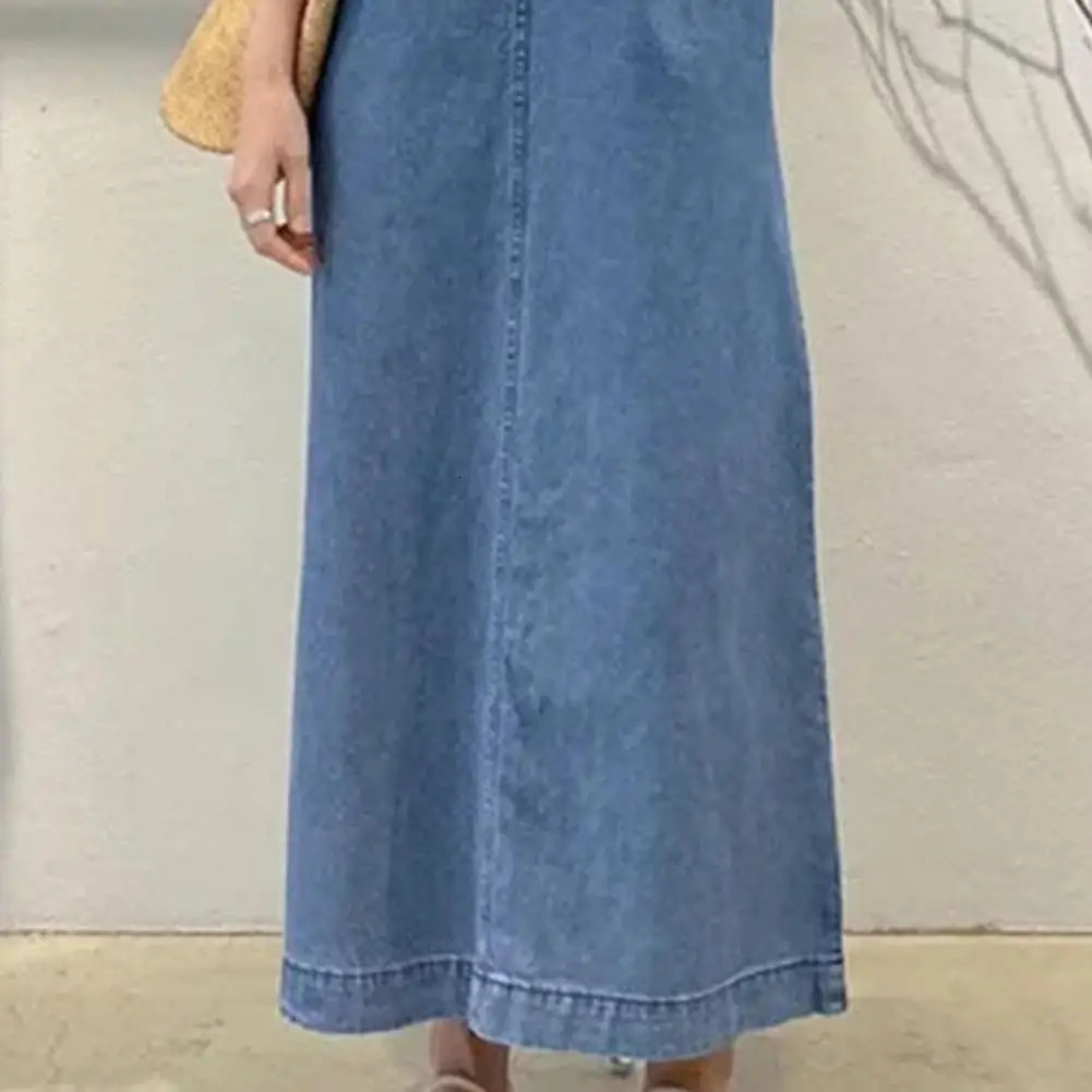 Femme Fashion Casual Loose Long Maxi Sundress Pleated Denim Vestido Sleeveless Robe Women Summer A Line Dress Overszie 250107