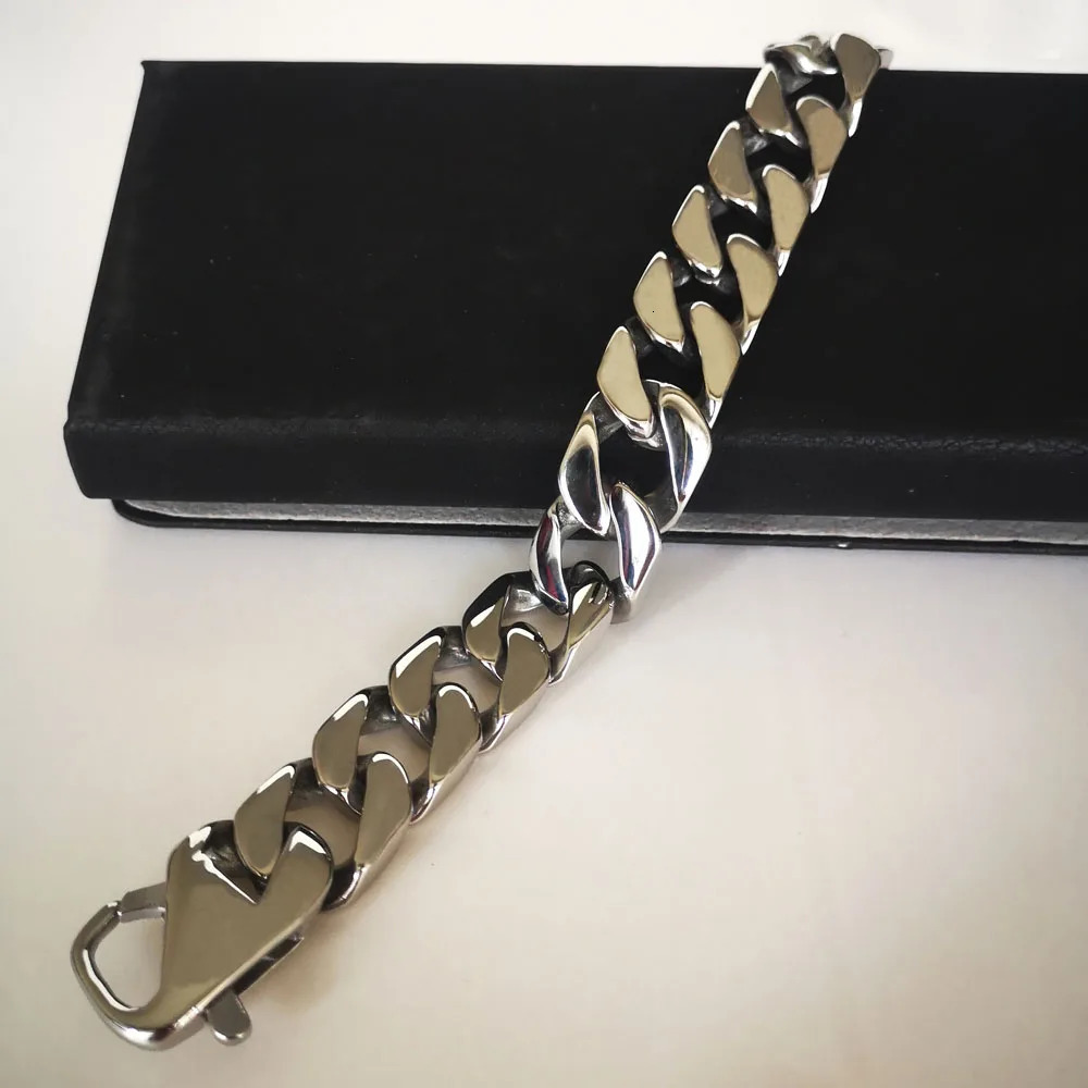 Fashion Real Steel Men Bracelets Punk Bangle Pulseras High Polished Wristbands Classic Jewelry Brace lace 1.5cm 250107