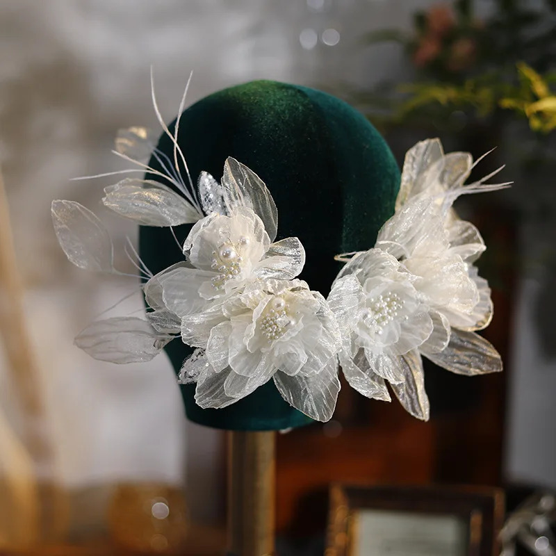 Yarn Flower Feather Bridal Headwear Bubble Petals Hair Clip Wedding Hair Accessories 250107