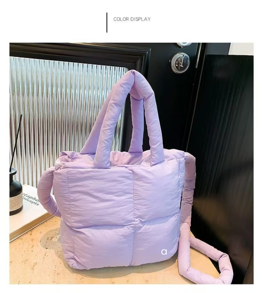 A183 Quilted Puff Tote Bag Women Space Down Feather Padded Space Cotton Soft winter warm bucket Crossbody Shoulder Bags Lightweight Yoga