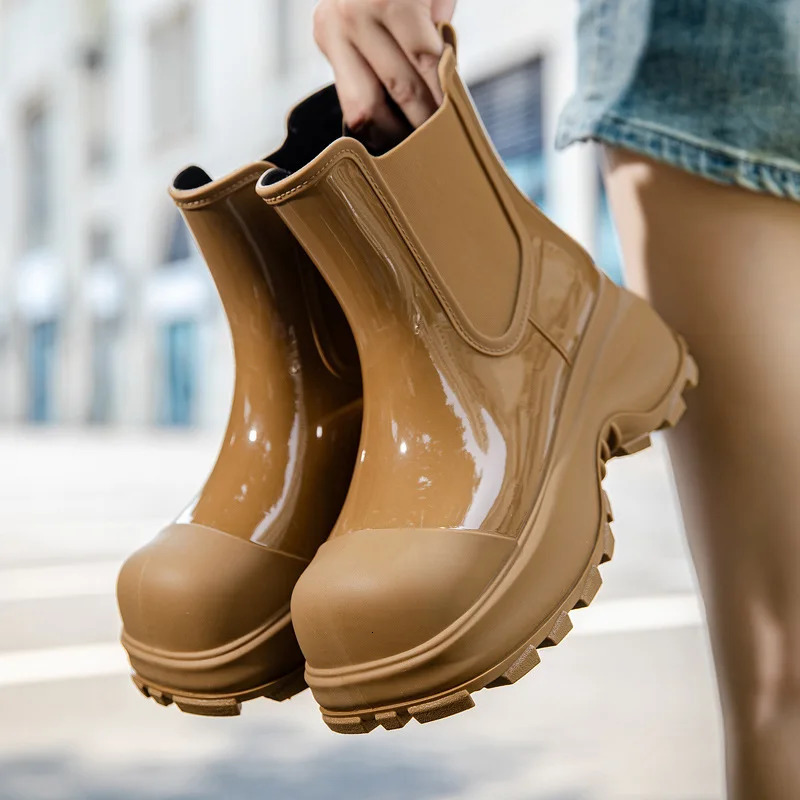 STRONGSHEN Fashion Women Rain Boots Waterproof Chelsea Boot Outdoor Non-slip Womens Work Boots High Quality Platform EVA Shoes 250106
