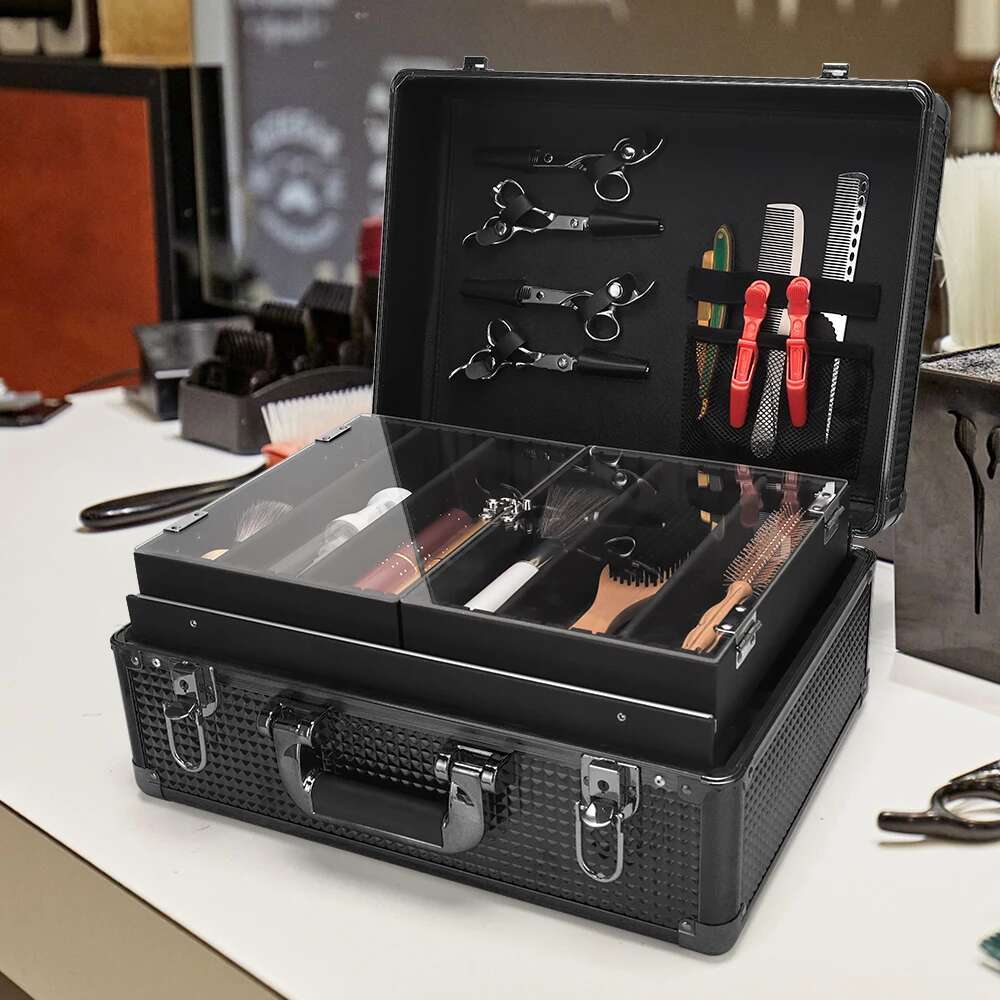 2024 New Hair Salon Hairdressing Tool Suitcase Hairdresser Scissors Comb Storage Case Professional Barbershop Styg Accessory