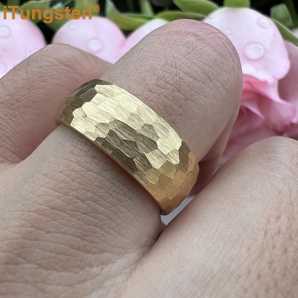 iTungsten 6mm 8mm Men Women Black Hammered Tungsten Carbide Ring Engagement Wedding Band Trendy Jewelry Domed Comfort Fit 250107