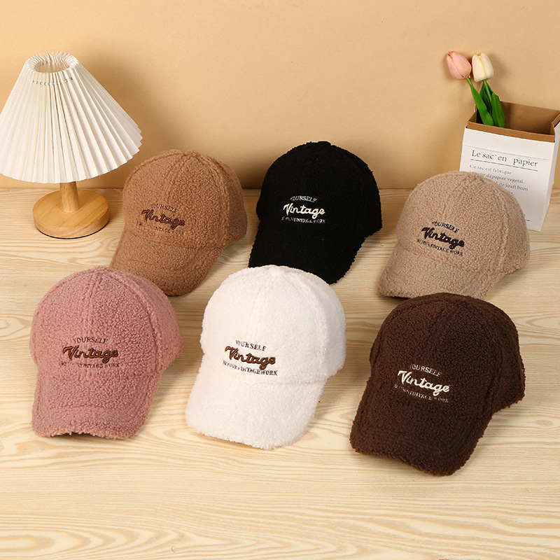 Korean version of the winter plush baseball cap women's fashion versatile cold hat autumn and winter warm furry duck tongue cap wholesale