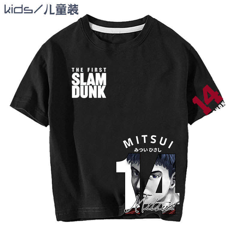 Slam Dunk Commemorative Mitsui Shou Parent Child Pure Cotton Short T-shirt Summer Loose Shoulder Style Anime Printed Half Sleeve