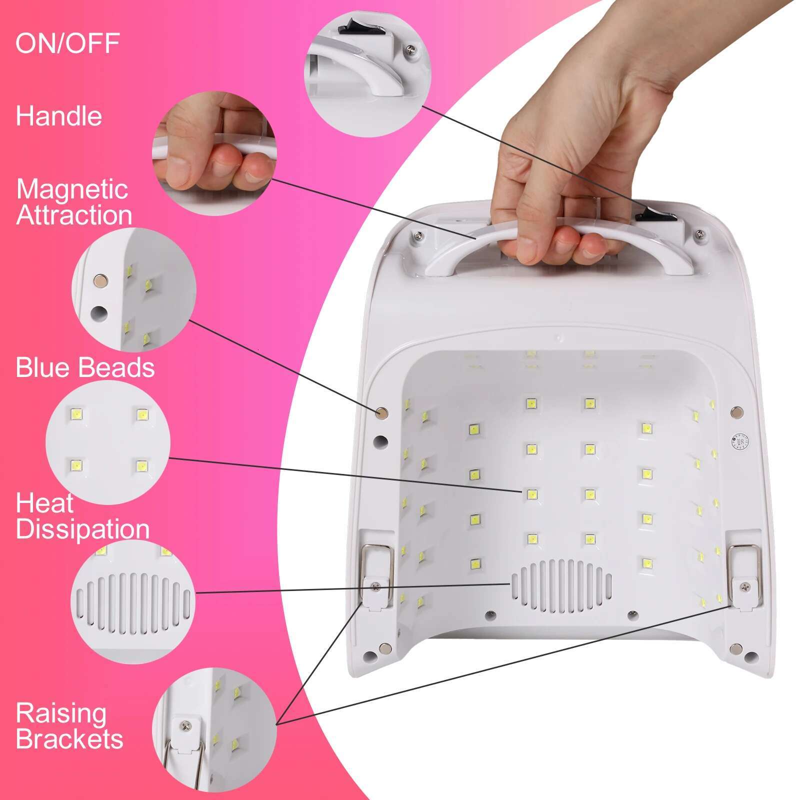 Cordless UV LED Lamp 132W Rechargeable Dryer Wireless with Auto Sensor Quick Dry All Nail Gel Polish for Home & Salon