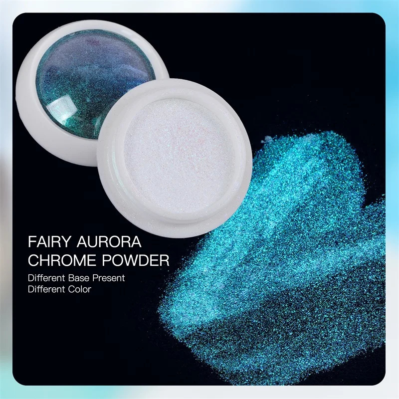 FSIXCL Pearl White Aurora Nail Chrome Powder Color Shift Mirror Effect Glitter for Art Manicure Rubbing Pigment Dust 05g 241230