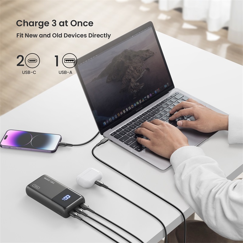 INIU Power Bank 65W 25000mAh Laptop Portable USB C PD QC Fast Charging 3-Output External Battery Charger For Book 2025 Dell Tablet