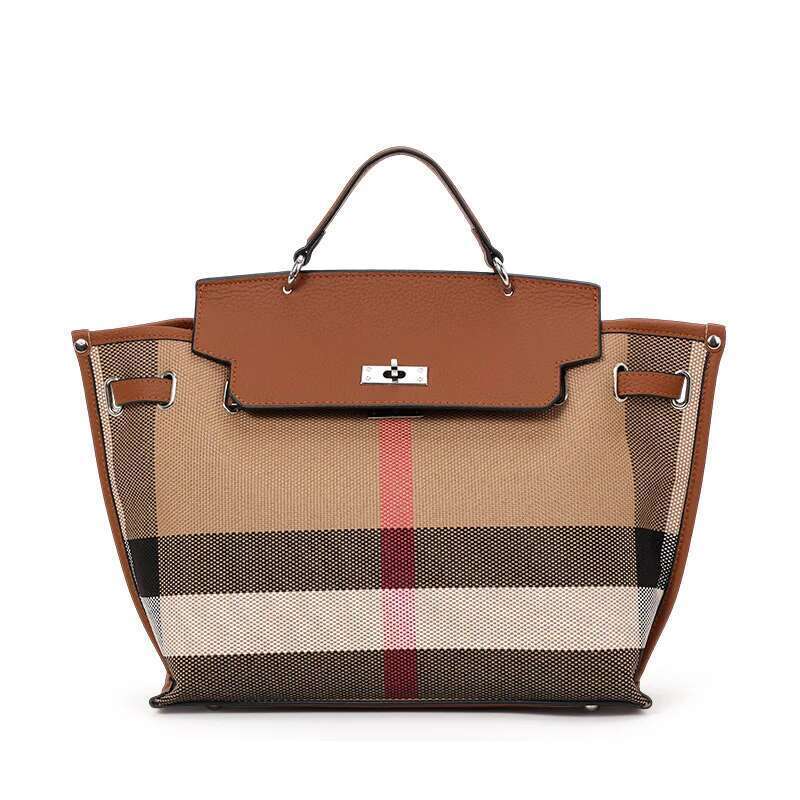 Women's Bags handbag Aidran Retro flap for women, large capacity canvas bag with real cowhide ing, high-end atmosphere novelty of