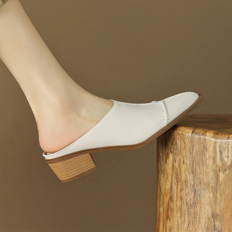 Women Slippers Chunky Mules Shoes Summer Mid Heels Sandals Fashion Slingback Flip Flops Casual Shoes Dress Pumps Slides 250107