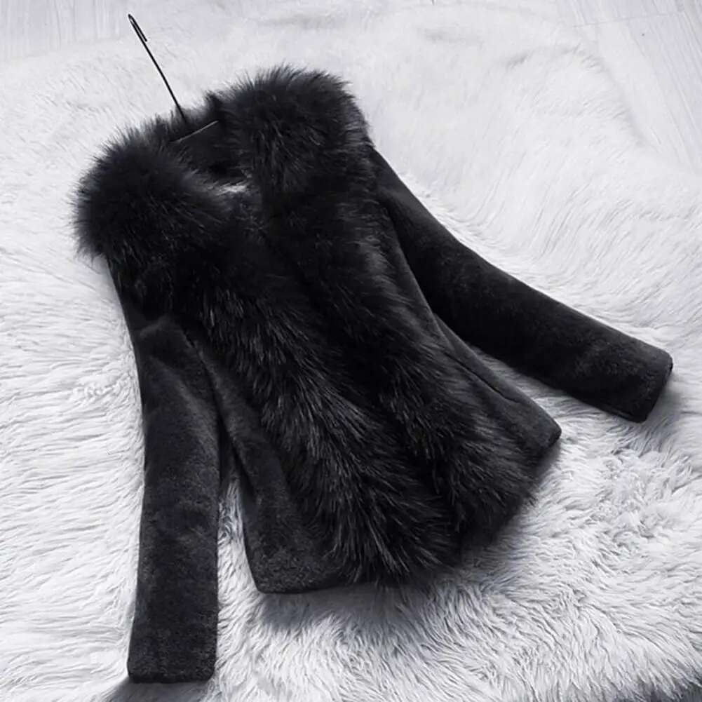 Winter Jacket Thick Faux Fur Solid Color Long Sleeves Women Outerwear Style Home Party Office Club Vacation Coat
