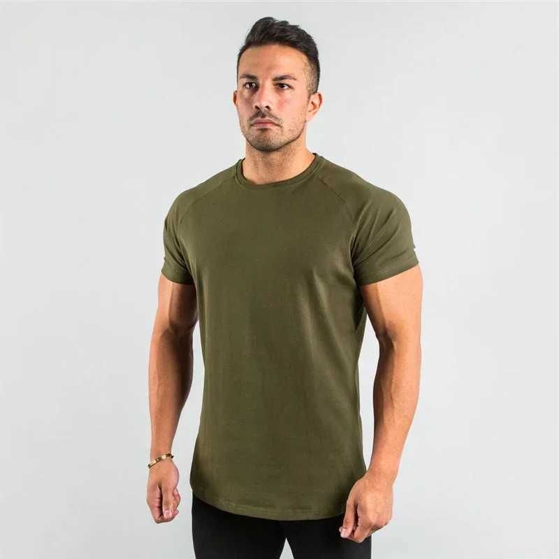 High Quality Brand gym clothing fitness t-shirt mens fashion summer sports short sleeved t-shirt cotton bodybuilding muscle exercise t-shirt T250108