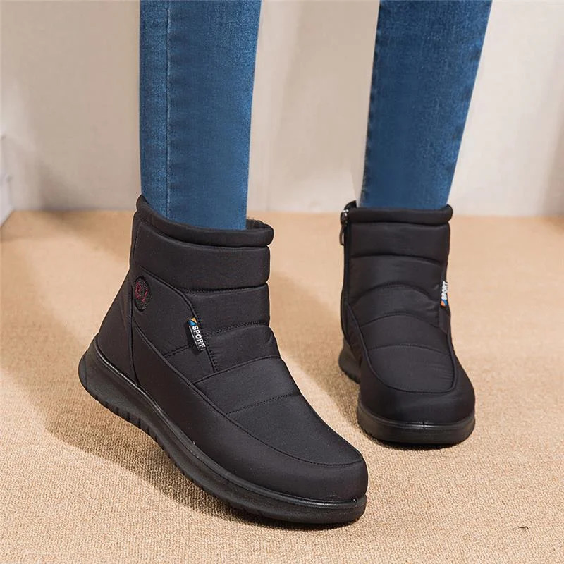 Women Boots Snow Fur Shoes Woman zipper Platform Boots For Women Soft Ankle Boots Waterproof Plush Botas Mujer Winter Shoes 250106