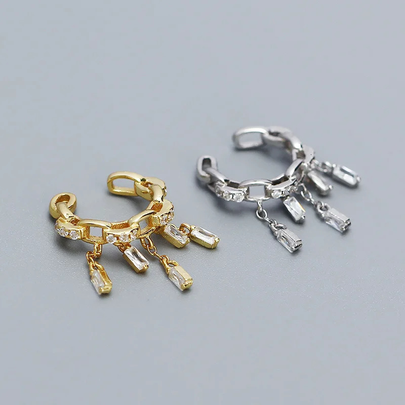 CCFJOYAS 1 PCS 925 Sterling Silver Clip on Earrings for Women French Tassel Zircon Ear Clip Without Piercing Jewelry Accessories 250103