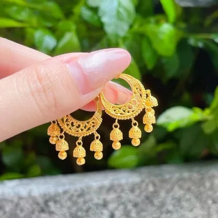 Womens 18K gold earrings AU750 earring ornaments simple ethnic style wedding jewelry accessories 250103