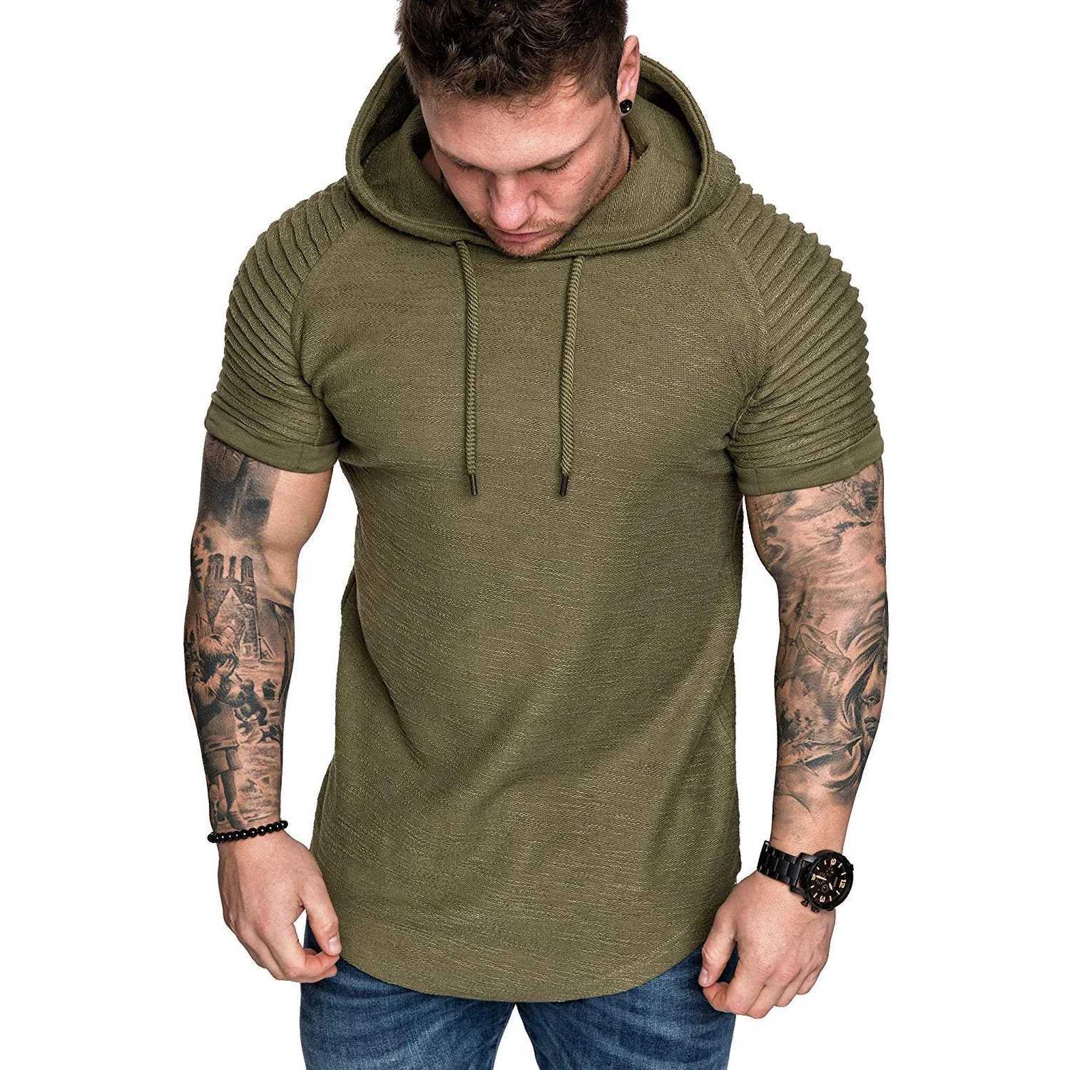 MRMT 2024 New Mens Hoodie Sportswear Casual Fashion Solid Color Mens Short Sleeve Hoodie W250108
