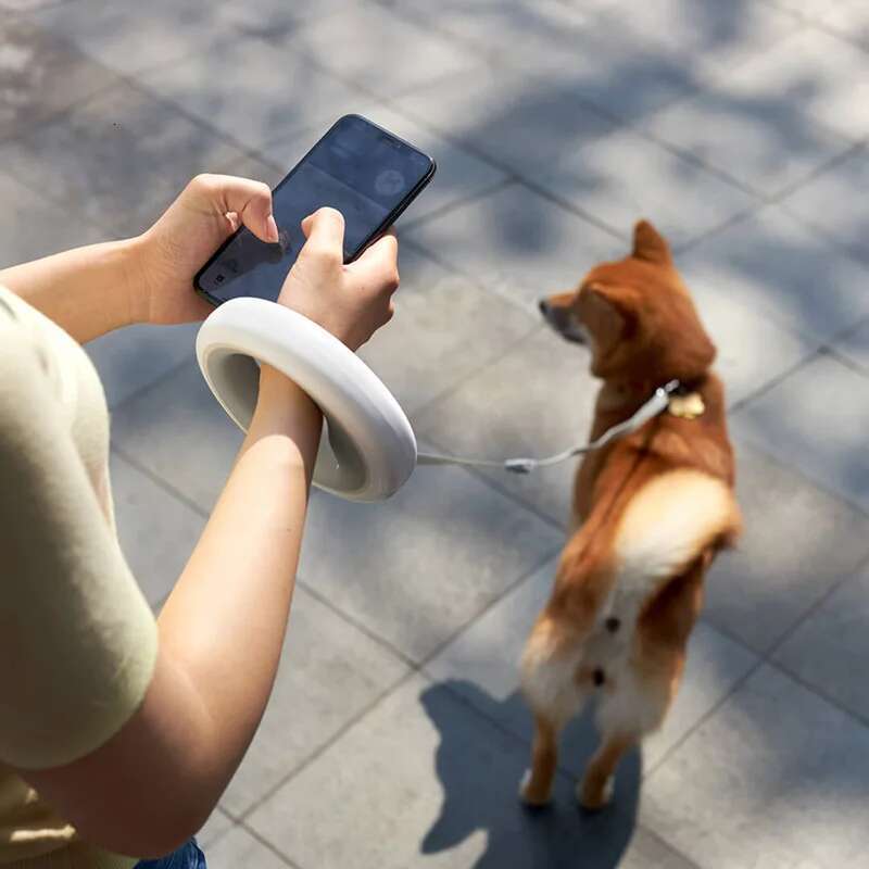 Automatic Retractable UFO Ring 3M Hand-Free Traction Dog Collar With LED Night Light Walking Pet Leash Rope