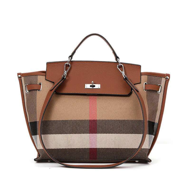 Women's Bags handbag Aidran Retro flap for women, large capacity canvas bag with real cowhide ing, high-end atmosphere novelty of