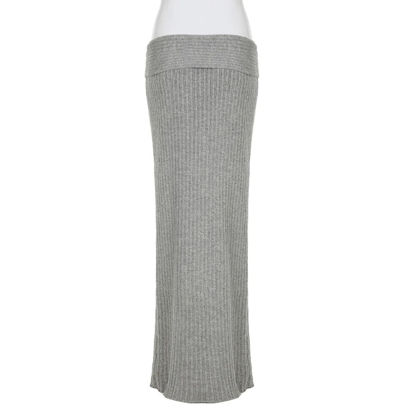 Rockmore Elegant Knitted Long Skirts Women Streetwear Loose Casual Low Waist FloorLength Skirt Harajuku Ladies Autumn Winter 250106