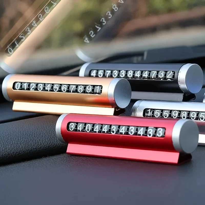 Interior Decorations Car phone number board temporary parking card aluminum sticker rotating parking card automatic accessories H250108