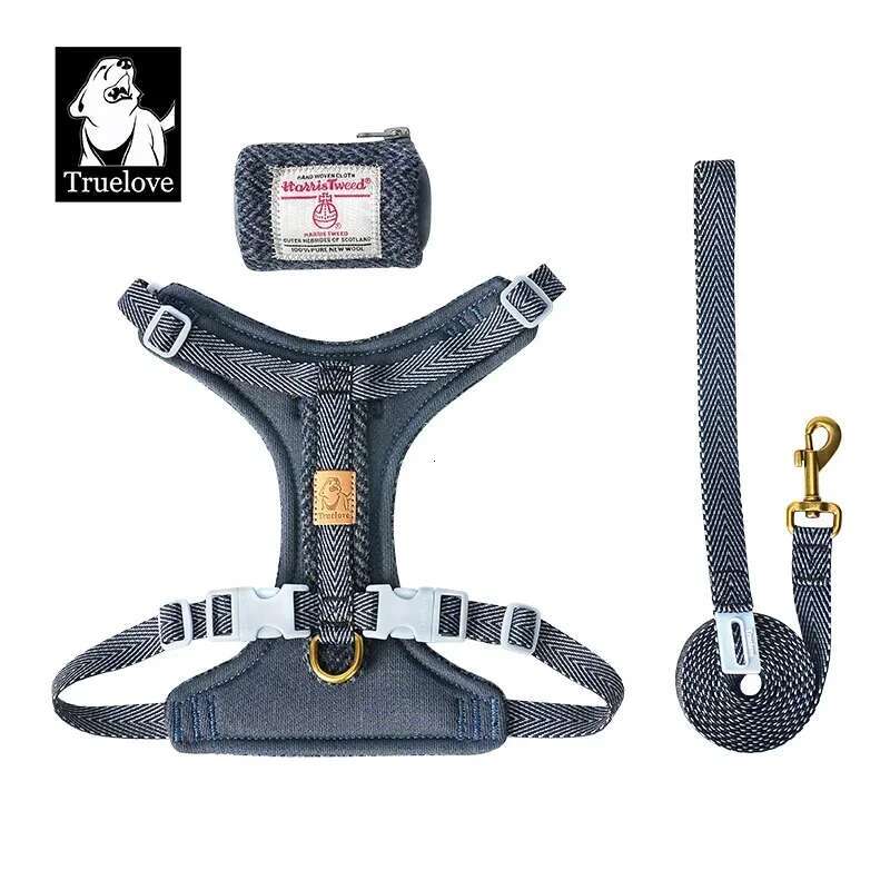 Truelove Pet Leash Set Harris Tweed Fabric No Pull Dog Vest Harness For Walking Training Adjustable Easy Control Tlh2912