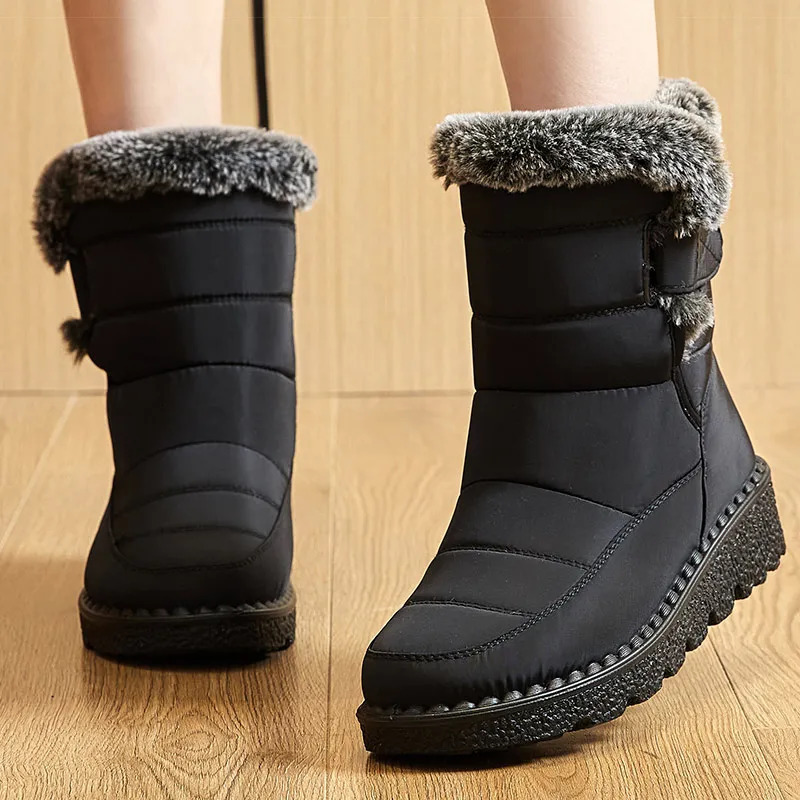 Womens Boots 2024 Trend Winter Shoes For Woman Winter Boots Ankle Low Heels Botas Mujer Waterproof Snow Boots With Fur Shoes 250106
