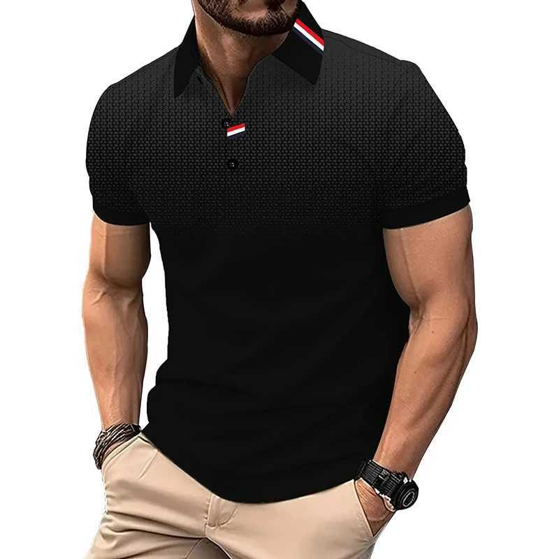 New Summer Trending Men Short Sleeve Slim Fit Polo Shirt Men Gradient Color 3Ddigital Print Polo Shirt Men Golf Polo Shirt TopsXJ250108