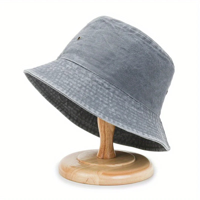 Classic Unisex Denim Bucket Hat Solid Color Washed Distressed Sun Hats Lightweight Fisherman Cap For Women Men 250107
