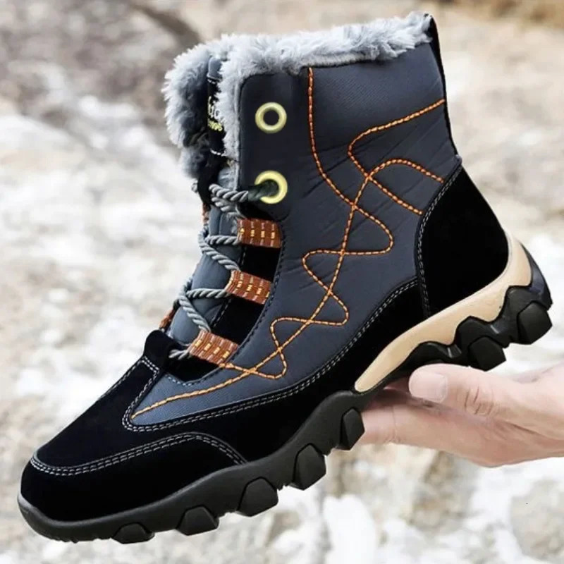 Platform Snow Boots for Men Casual Winter Shoes Man Lace Up Warm Cold Proof in Waterproof Footwear Anti Slip Fashion 250106