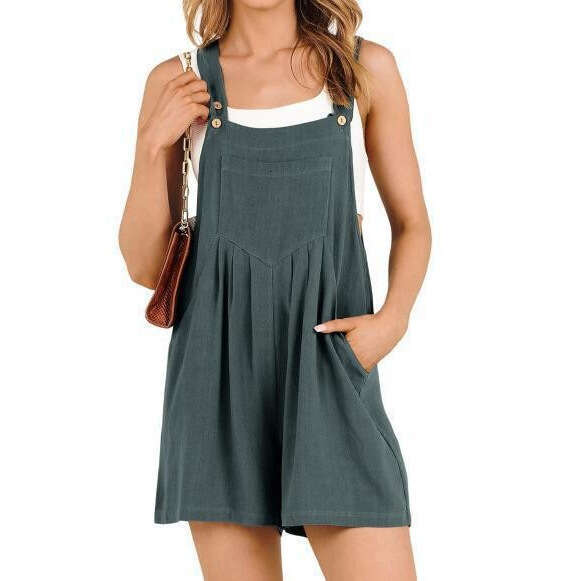 Women's Bagged Cotton And En Loose Casual Slimming Wide Leg Jumpsuit Shorts For Women