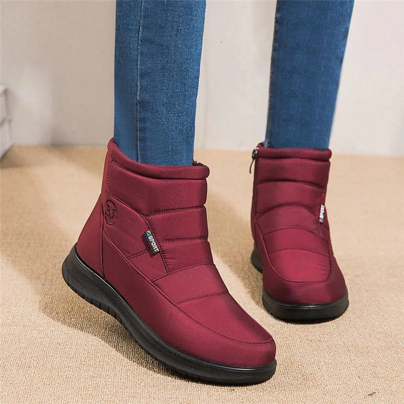 Women Boots Snow Fur Shoes Woman zipper Platform Boots For Women Soft Ankle Boots Waterproof Plush Botas Mujer Winter Shoes 250106