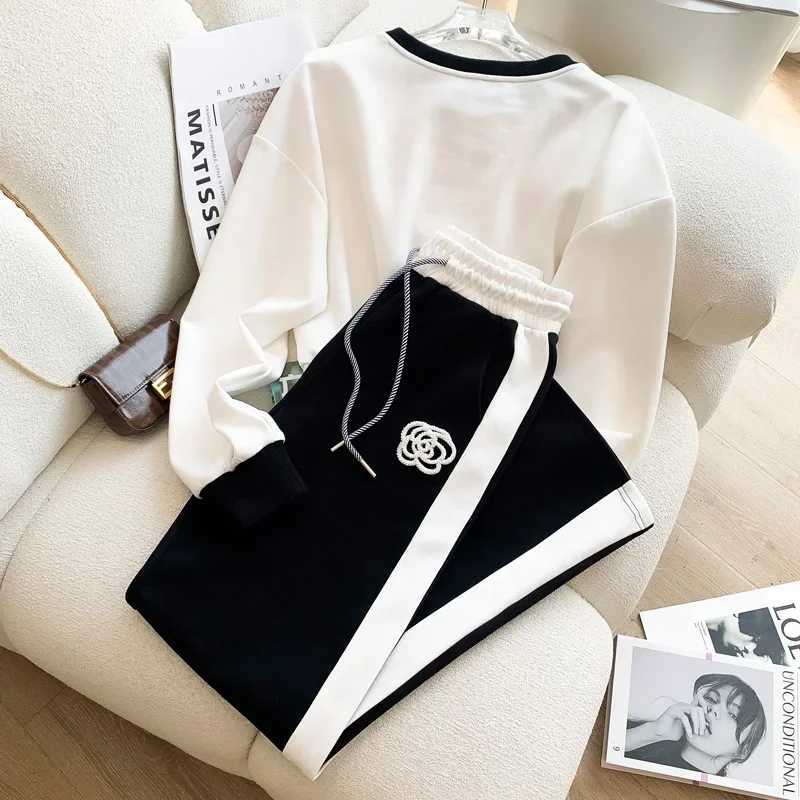 2023 High end Sports and Leisure Set for Womens Autumn 2023 New Fashion Brand Sweater Wide Leg Pants Two piece Set W250108