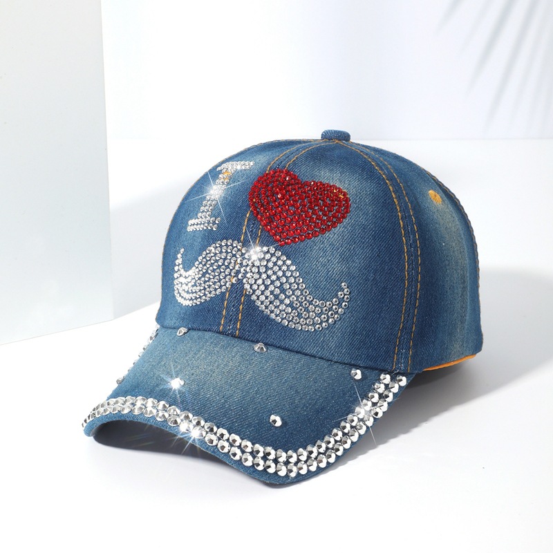 LOVE diamond baseball cap trend fashion diamond duck tongue cap female cowboy sunscreen letters decorated sun hat wholesale