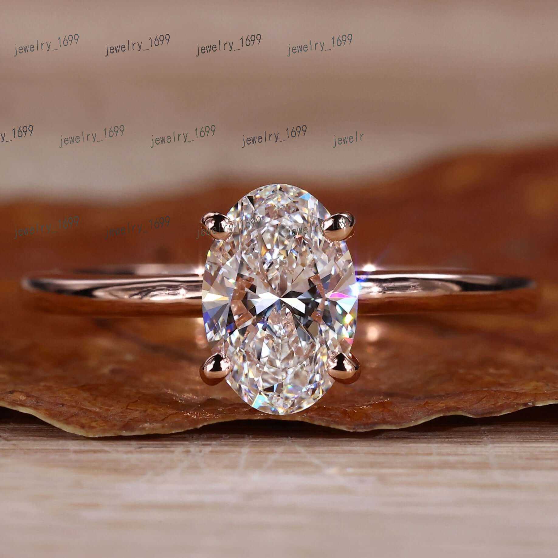 Classic Lab Grown Diamond Ring IGI Certificate 1CT 18K Yellow Gold Solitaire Oval Cut Engagement Ring