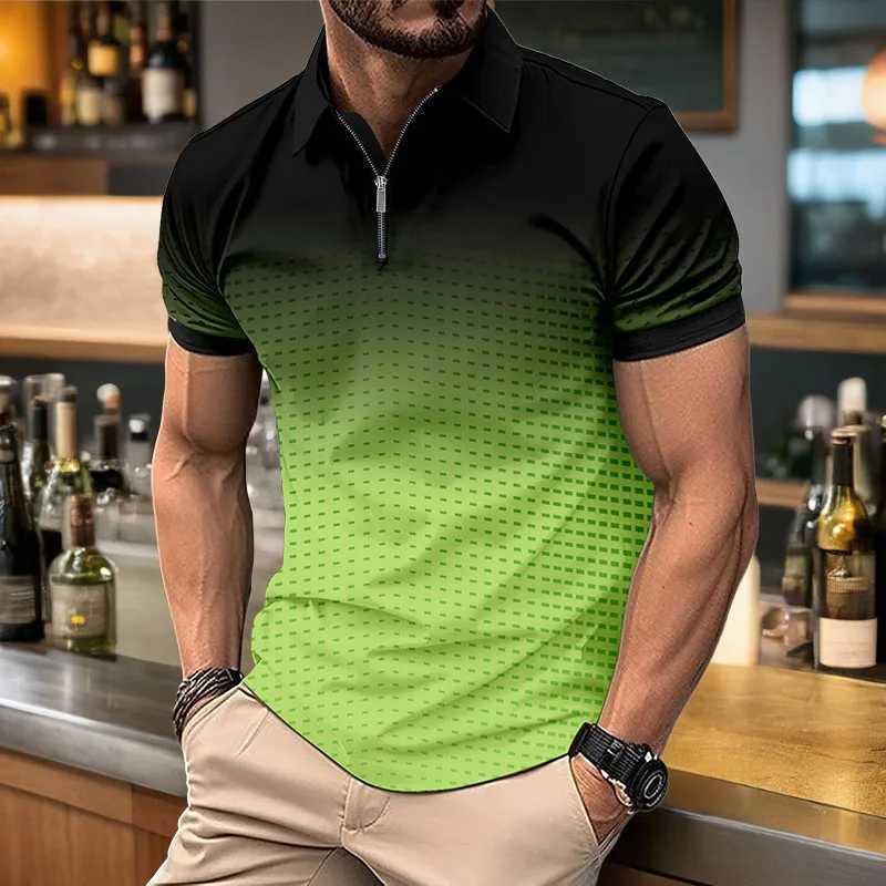 Mens summer fashion color starry zipper Polo shirt Breathable casual T-shirt topXJ250108